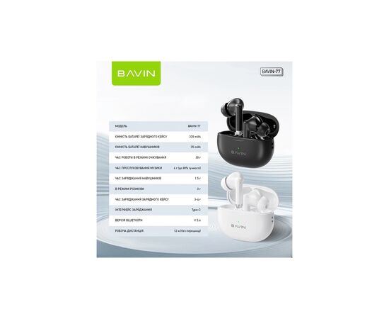 Навушники BAVIN BAVIN-77 Hi-Res White (HB-BA-77 WH), зображення 9