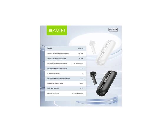 Навушники BAVIN BAVIN-79 Hi-Res White (HB-BA-79-WH), зображення 9