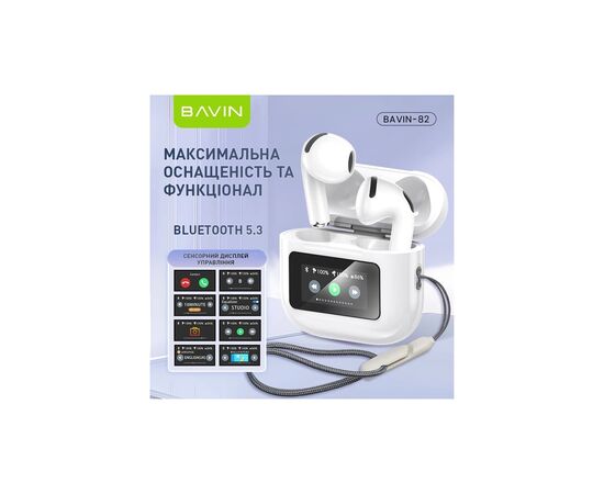 Навушники BAVIN BAVIN-82 Hi-Res LCD Tough White (HB-BA-82-WH), зображення 2