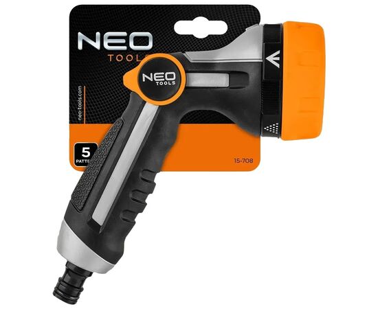 Пистолет для полива Neo Tools пистолетный, , регулировка напора воды, 5 функций, металлическая сетка, 0.246кг (15-708), изображение 5