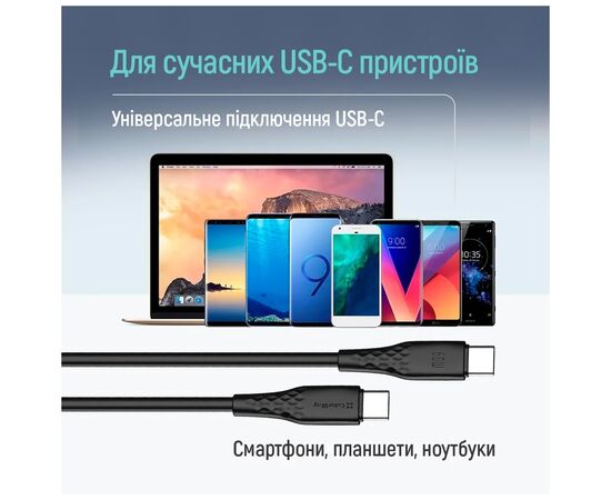 Дата кабель USB-C to USB-C 1.0m 3A 60W textured PVC black ColorWay (CW-CBPDCC094-BK), изображение 7