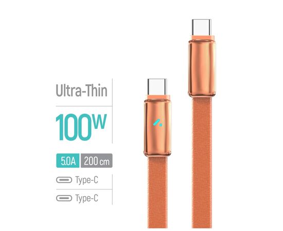 Дата кабель USB-C to USB-C 1.0m 5A 100W ultra-thin orange ColorWay (CW-CBPDCC100-OR), изображение 4