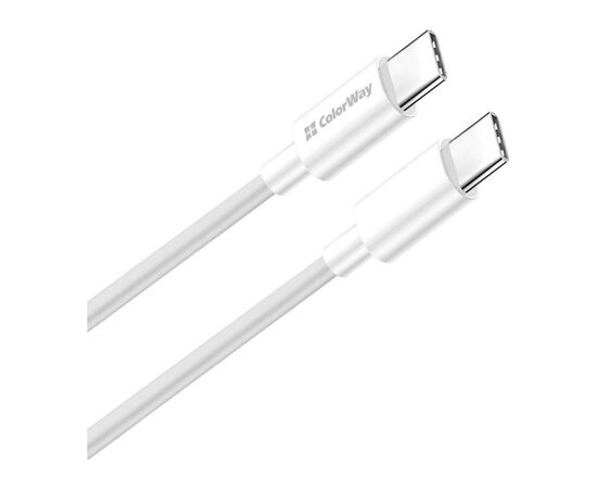 Дата кабель USB-C to USB-C 2.0m 5A 100W zinc alloy braided white ColorWay (CW-CBPDCC099-WT), изображение 2