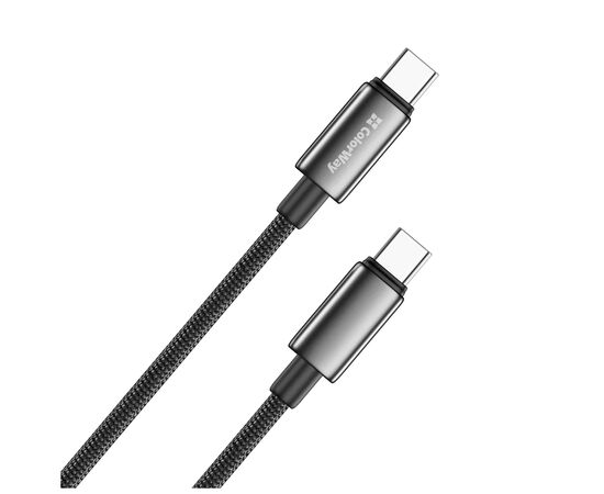 Дата кабель USB-C to USB-C 2.0m 5A 100W zinc alloy braided black ColorWay (CW-CBPDCC099-BK), изображение 2