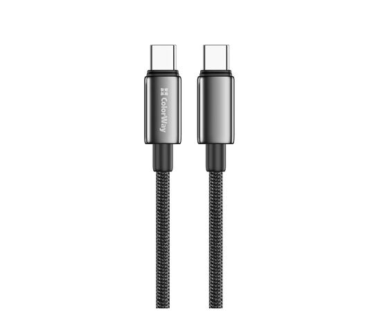 Дата кабель USB-C to USB-C 2.0m 5A 100W zinc alloy braided black ColorWay (CW-CBPDCC099-BK), изображение 3