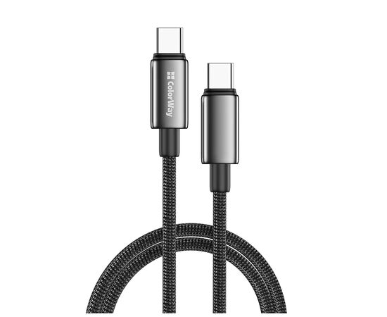 Дата кабель USB-C to USB-C 2.0m 5A 100W zinc alloy braided black ColorWay (CW-CBPDCC099-BK)