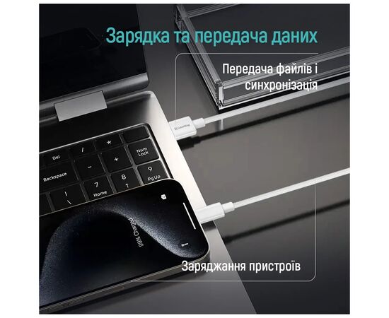 Дата кабель USB 2.0 AM to USB-C 1.0m 3A zinc alloy braided white ColorWay (CW-CBUC098-WT), изображение 11