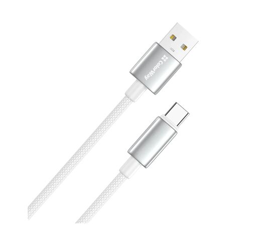 Дата кабель USB 2.0 AM to USB-C 1.0m 3A zinc alloy braided white ColorWay (CW-CBUC098-WT), изображение 2