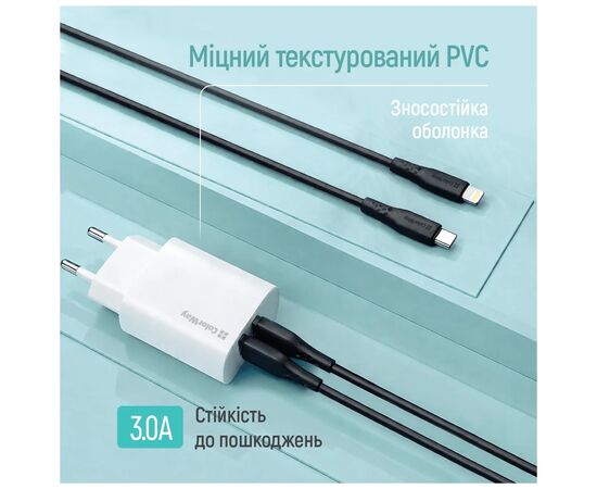 Дата кабель USB-C to Lightning 2.0m PD30W textured PVC black ColorWay (CW-CBPDCL095-BK), изображение 8