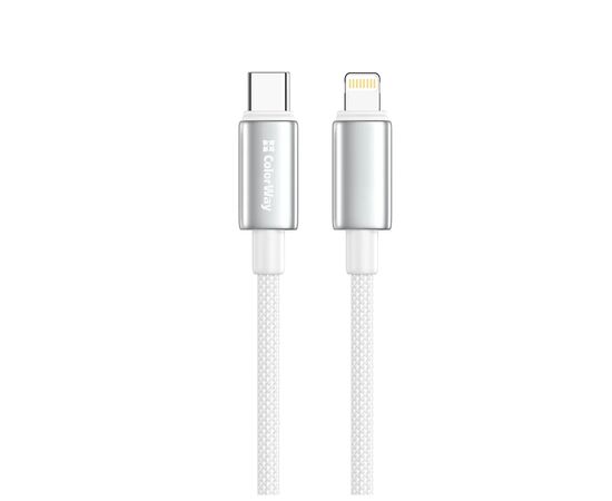 Дата кабель USB-C to Lightning 1.0m PD30W zinc alloy braided white ColorWay (CW-CBPDCL098-WT), изображение 3