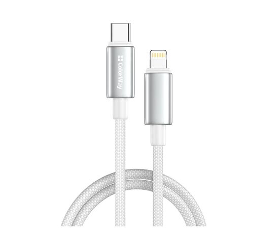 Дата кабель USB-C to Lightning 1.0m PD30W zinc alloy braided white ColorWay (CW-CBPDCL098-WT)