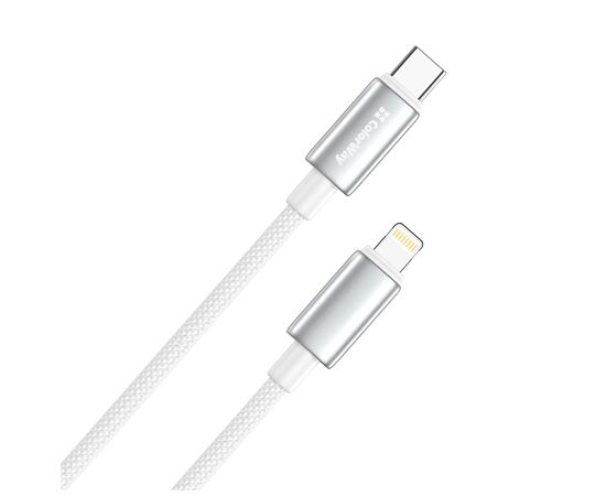 Дата кабель USB-C to Lightning 2.0m PD30W zinc alloy braided white ColorWay (CW-CBPDCL099-WT), изображение 2