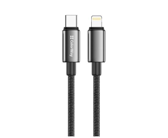 Дата кабель USB-C to Lightning 2.0m PD30W zinc alloy braided black ColorWay (CW-CBPDCL099-BK), изображение 2