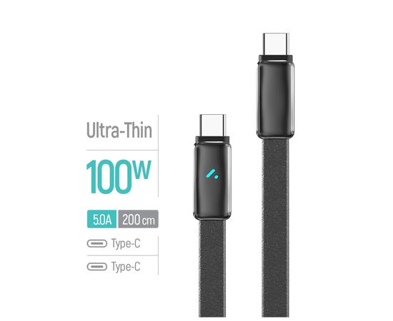 Дата кабель USB-C to USB-C 1.0m 5A 100W ultra-thin black ColorWay (CW-CBPDCC100-BK), изображение 4