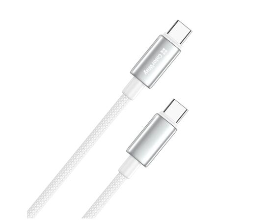 Дата кабель USB-C to USB-C 1.0m 5A 100W zinc alloy braided white ColorWay (CW-CBPDCC098-WT), изображение 2
