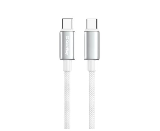 Дата кабель USB-C to USB-C 1.0m 5A 100W zinc alloy braided white ColorWay (CW-CBPDCC098-WT), изображение 3