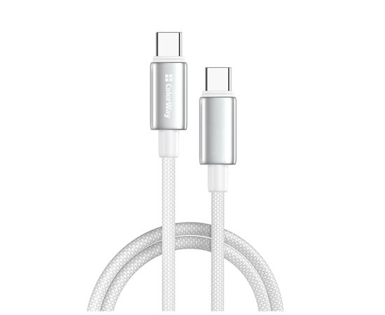 Дата кабель USB-C to USB-C 1.0m 5A 100W zinc alloy braided white ColorWay (CW-CBPDCC098-WT)