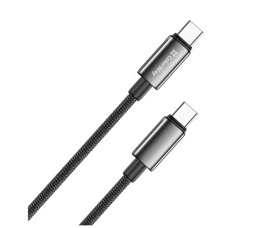 Дата кабель USB-C to USB-C 1.0m 5A 100W zinc alloy braided black ColorWay (CW-CBPDCC098-BK), изображение 2