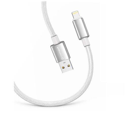 Дата кабель USB 2.0 AM to Lightning 2.0m 3A zinc alloy braided white ColorWay (CW-CBUL099-WT), изображение 2