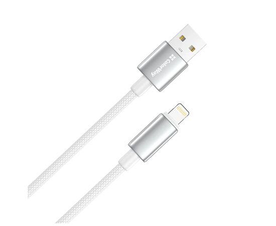 Дата кабель USB 2.0 AM to Lightning 2.0m 3A zinc alloy braided white ColorWay (CW-CBUL099-WT), изображение 3