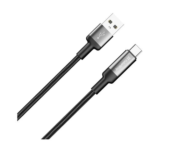 Дата кабель USB 2.0 AM to USB-C 1.0m 6A braided wire black ColorWay (CW-CBUC096-BK), изображение 2