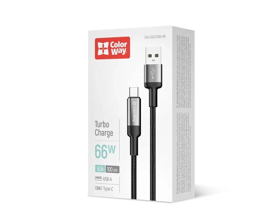 Дата кабель USB 2.0 AM to USB-C 1.0m 6A braided wire black ColorWay (CW-CBUC096-BK), изображение 5