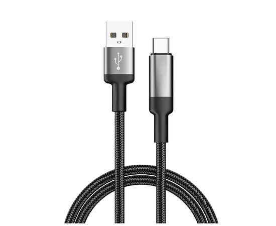 Дата кабель USB 2.0 AM to USB-C 1.0m 6A braided wire black ColorWay (CW-CBUC096-BK)