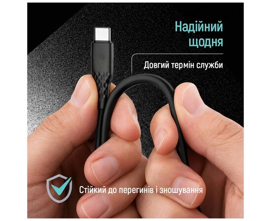 Дата кабель USB 2.0 AM to USB-C 1.0m 3A textured PVC black ColorWay (CW-CBUC094-BK), изображение 11