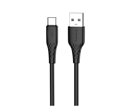Дата кабель USB 2.0 AM to USB-C 1.0m 3A textured PVC black ColorWay (CW-CBUC094-BK), изображение 3