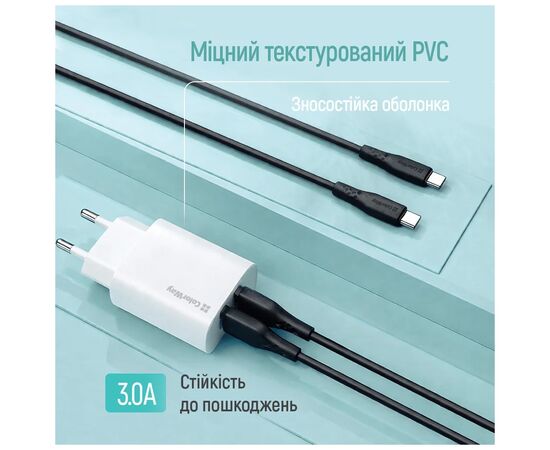 Дата кабель USB 2.0 AM to USB-C 1.0m 3A textured PVC black ColorWay (CW-CBUC094-BK), изображение 8