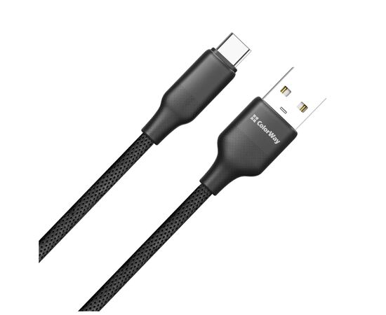 Дата кабель USB 2.0 AM to USB-C 1.0m 3A TPE embossed black ColorWay (CW-CBUC101-BK), изображение 3