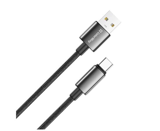 Дата кабель USB 2.0 AM to USB-C 1.0m 3A zinc alloy braided black ColorWay (CW-CBUC098-BK), изображение 2