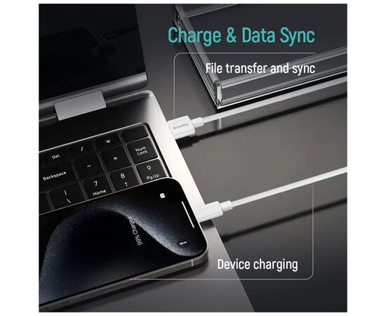 Дата кабель USB 2.0 AM to USB-C 2.0m 3A zinc alloy braided white ColorWay (CW-CBUC099-WT), изображение 11