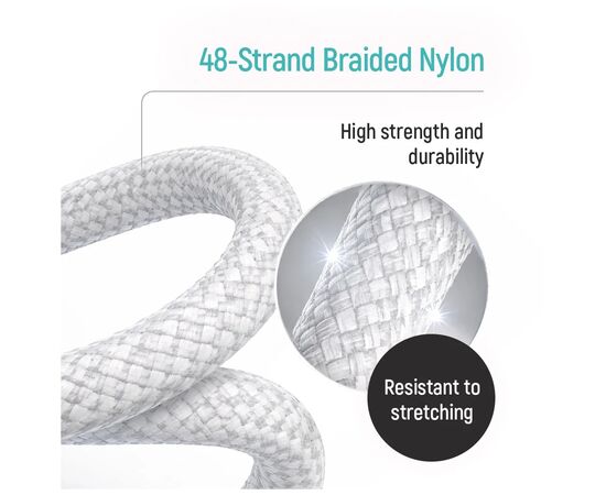Дата кабель USB 2.0 AM to USB-C 2.0m 3A zinc alloy braided white ColorWay (CW-CBUC099-WT), изображение 7