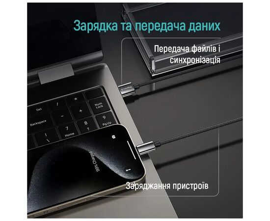 Дата кабель USB 2.0 AM to USB-C 2.0m 3A zinc alloy braided black ColorWay (CW-CBUC099-BK), изображение 10