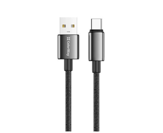 Дата кабель USB 2.0 AM to USB-C 2.0m 3A zinc alloy braided black ColorWay (CW-CBUC099-BK), изображение 3