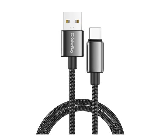 Дата кабель USB 2.0 AM to USB-C 2.0m 3A zinc alloy braided black ColorWay (CW-CBUC099-BK)