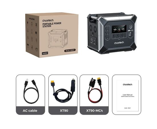 Зарядна станція Choetech BS067 2400W 2048Wh (BS067), зображення 4