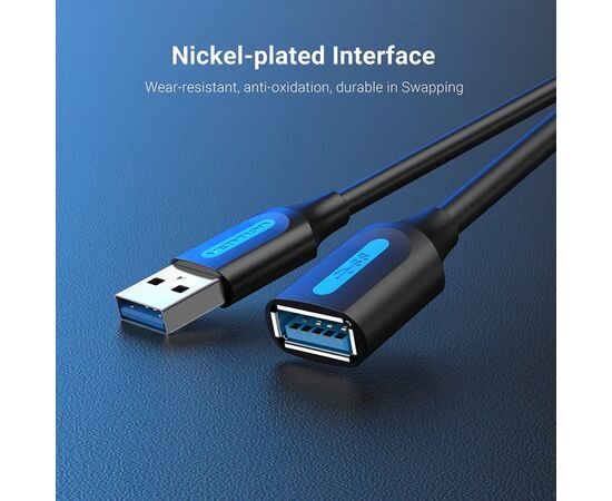 Дата кабель USB 2.0 AM/AF 1.5m black VENTION (CBIBG), изображение 3