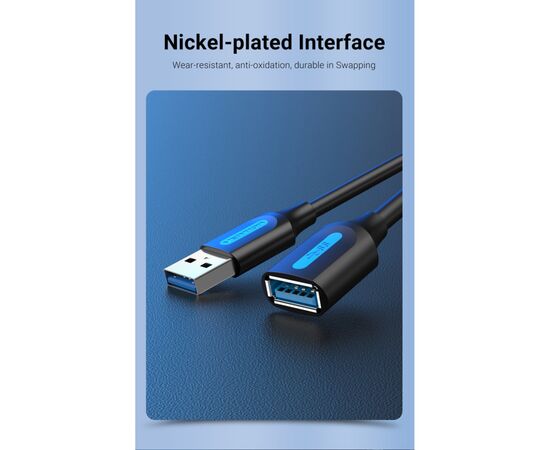 Дата кабель USB 2.0 AM/AF 1.5m black VENTION (CBIBG), изображение 7
