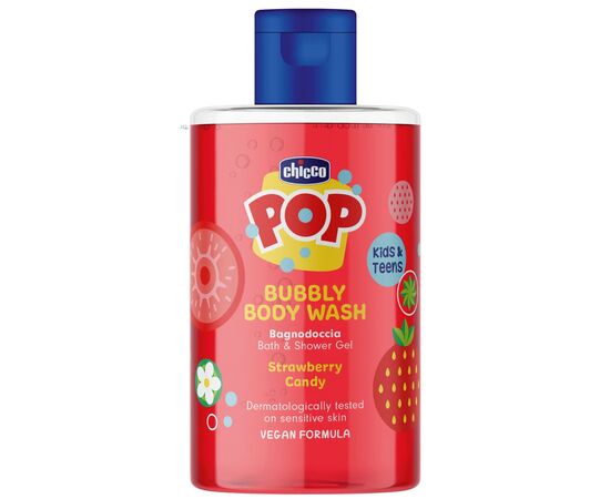 Детский гель для душа Chicco "Pop" "Strawberry Candy" від 6 років, 300 мл (8058664180110) (12370.00)