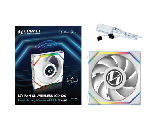 Кулер для корпуса Lian Li UNI Fan SL WIRELESS LCD 120-1, White (G99.12SLLCD1W1W.00), изображение 7