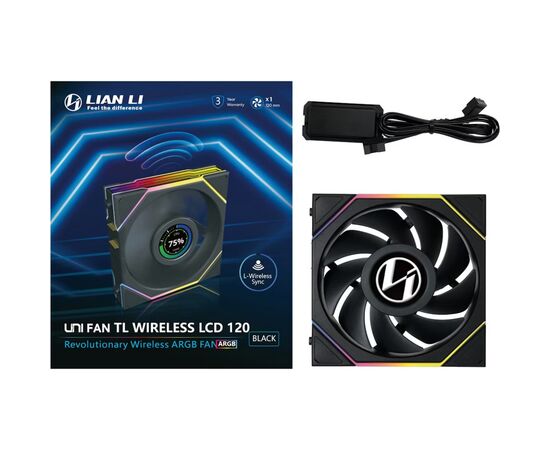 Кулер для корпуса Lian Li UNI Fan TL WIRELESS LCD 120-1, Black (G99.12TLLCD1W1B.00), изображение 8
