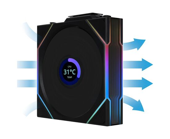 Кулер для корпуса Lian Li UNI Fan TL WIRELESS LCD 120-3, Black (G99.12TLLCD1W3B.00), изображение 7