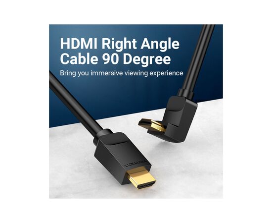 Кабель мультимедійний HDMI M to HDMI M 3.0m V2.0 4K60Hz 90° corner black Vention (AARBI), зображення 5