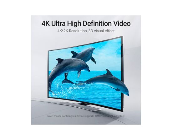 Кабель мультимедійний HDMI M to HDMI M 3.0m V2.0 4K60Hz 90° corner black Vention (AARBI), зображення 7