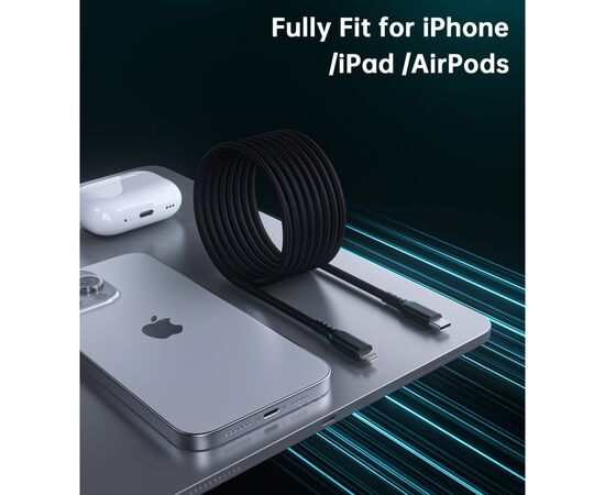 Дата кабель USB-C to Lightning 1.8m MFi PD20W braided black Choetech (XCL-1021-BK), изображение 7