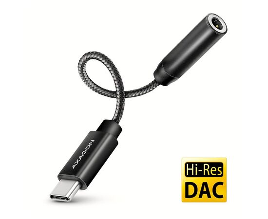 Переходник USB-C M to 3.5mm F DAC black AXAGON (ADA-HC)