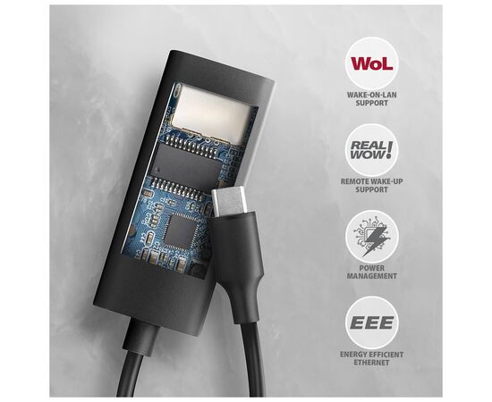 Переходник USB-C to RJ45 Ethernet 1000Mbps black AXAGON (ADE-ARC), изображение 4