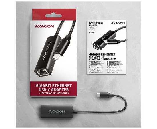 Переходник USB-C to RJ45 Ethernet 1000Mbps black AXAGON (ADE-ARC), изображение 5